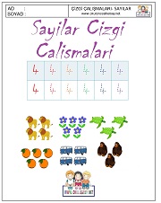 okul öncesi 1 sayısı çizgi çalışması